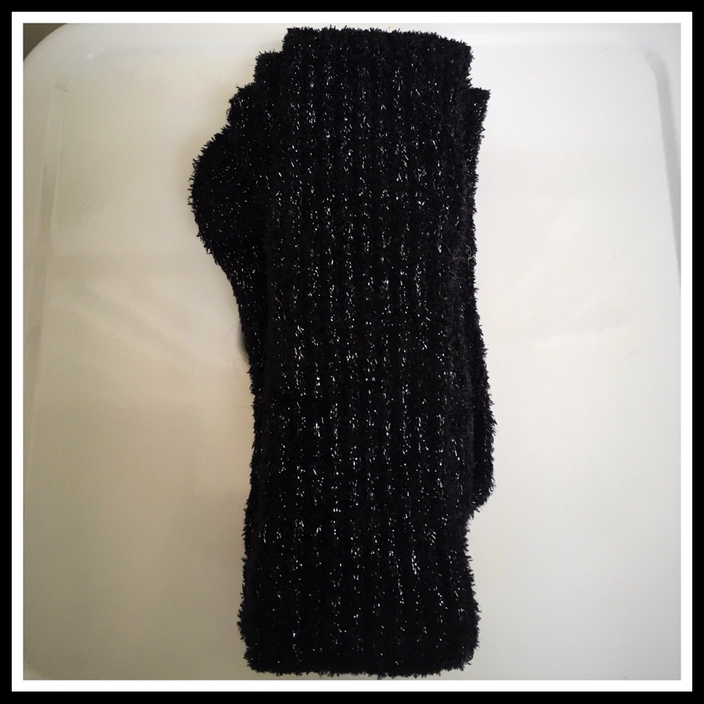 FREE PRESS BLACK METALLIC OVER THE KNEE TALL SOCKS - Picture 4 of 5